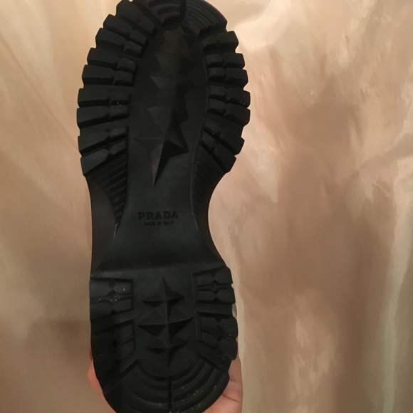 Prada chunky black leather knee high boots - Picture 3 of 5